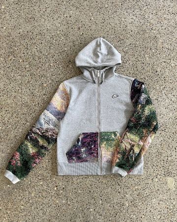 Upcycled Tapestry Sleeve Nike Hoodie