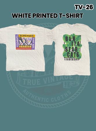 White printed  T-shirts Tv/26