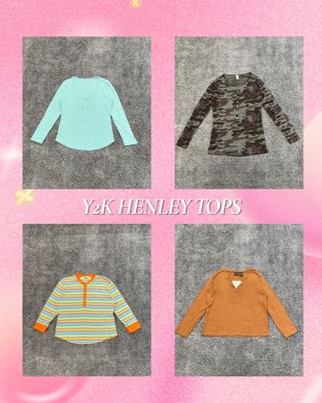Y2k Henley Tops