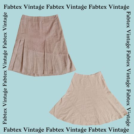 (FV-254) Vintage Neutral Linen & Cotton Skirts Bundle - Y2K Minimalist Aesthetic