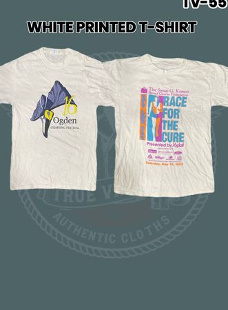 Weißes bedrucktes T-Shirt Tv-55