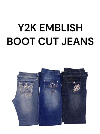 Y2K EMBLISH BOOT CUT JEANS