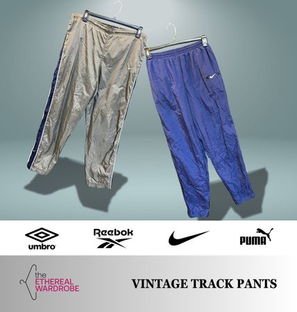Pantalons de survêtement vintage incluant Nike, Umbro, Puma, Reebok et d'autres marques