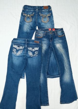 Jeans Bootcut Bordado Flare y2k Femininos