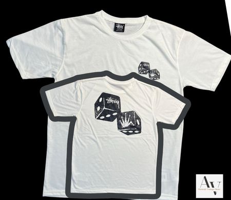 Stussy rework style black dice white tee