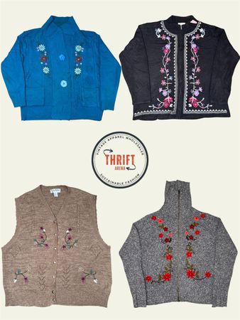 Y2K / ヴィンテージレトロフローラルニット (E)