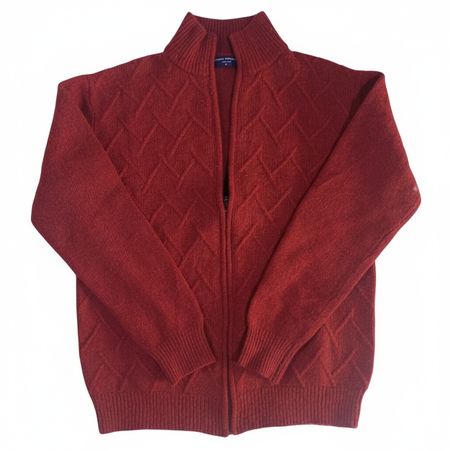 Vintage-Style Full Zip Knit Sweater
