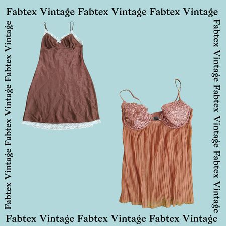(FV-382) Earth Tone Brown Nighty (Silk Slip Dress - Babydoll & Silk Cami)