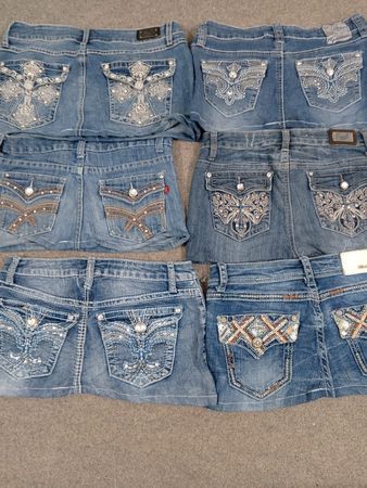 HD1220 Ladies Upcycled Y2K Denim Micro Mini Skirts