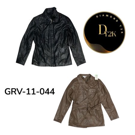 Veste de course en simili cuir Y2K – Esthétique streetwear chrome (GRV-11-044)
