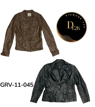 Retro Brown Cropped Leather Jacket – Early 2000s Club Style (GRV-11-045)