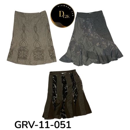 90s-Y2K Wool Midi skirt- Chic Minimalist style(GRV-11-051)