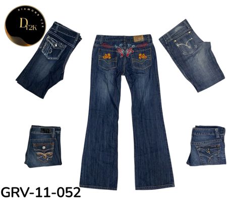 Jean évasé taille basse Y2K – Denim classique esthétique des années 2000 (GRV-11-052)