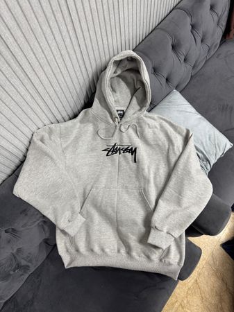 rework style grey stussy hoodies