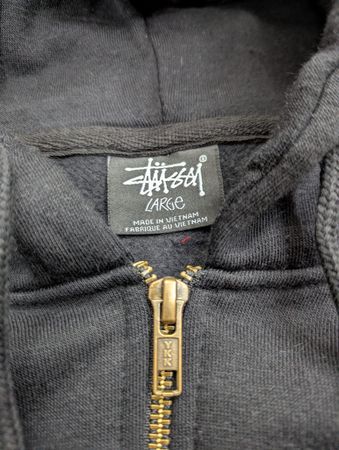 Stussy Sweat-shirts à capuche zippés style rework noir brodés