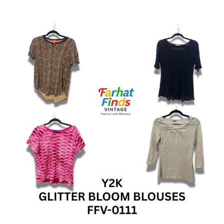 FFV-0111 Y2K GLITTER BLOOM BLOUSES