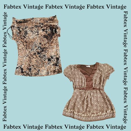 (FV-406) Earth Tone Brown Y2K Tops