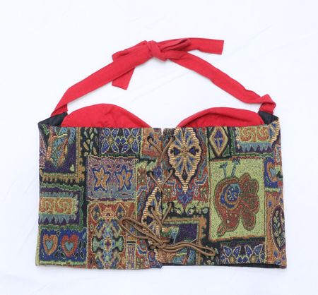 CR707 Upcycled Paisley Passion Halter Crop Top