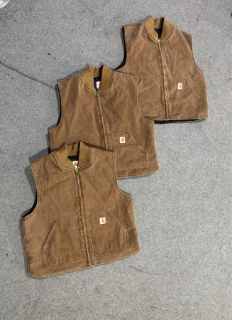 Rework style carhartt acid wash brown gilets
