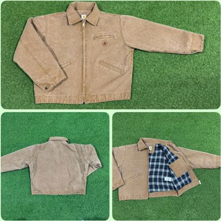 Rework style acid wash carhartt detroit brown jackets