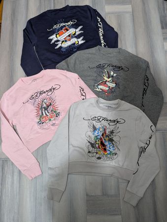 Ed Hardy Women's Cropped Crew neck Sweatshirts