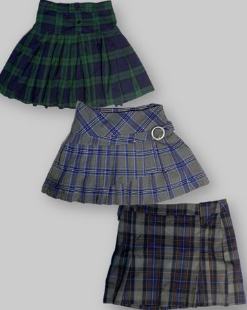 Y2k Girly Blue Checkered skirts TT-059