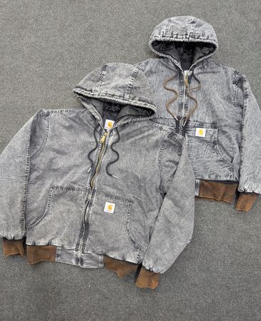 Carhartt Dark Grey Faded Active Wear Rework Style Jackets