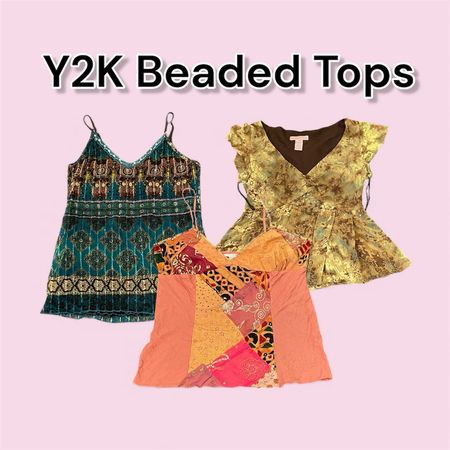 Y2K Sheer Beaded Tops