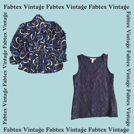 (FV-435) Ensemble de hauts rétro Y2K imprimé bleu | Styles quotidiens chic et élégants