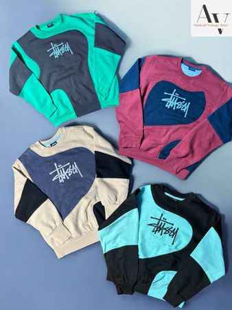 Stussy rework style patchwork sweatshirts