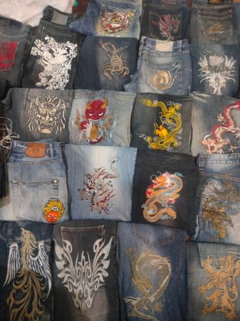 Japanese embroidered denim jeans