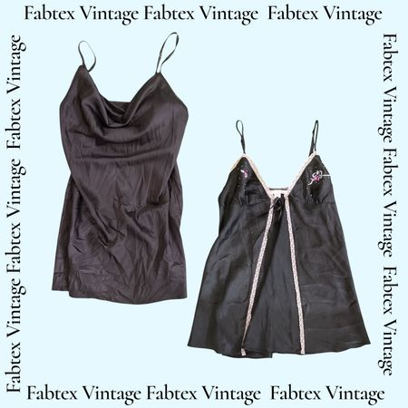 (FV-511) Y2K Black Aesthetic Silk Slip Dress