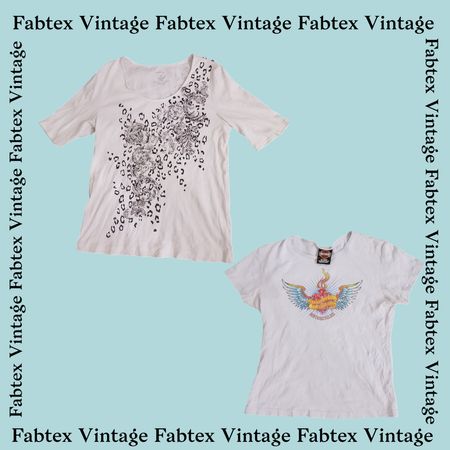 (FV-503) Ensemble de T-shirts graphiques vintage Y2K | Tops imprimés Papillon, Paris et abstrait