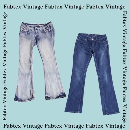 (FV-495) Jeans évasés ornés Y2K