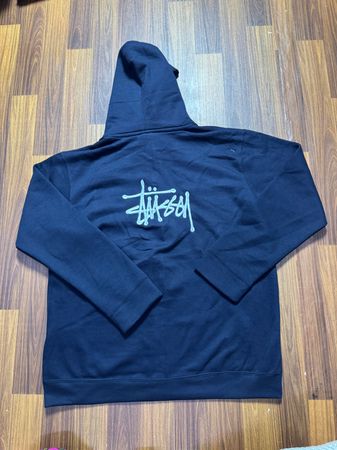 Stussy rework style blue zipper hoodie