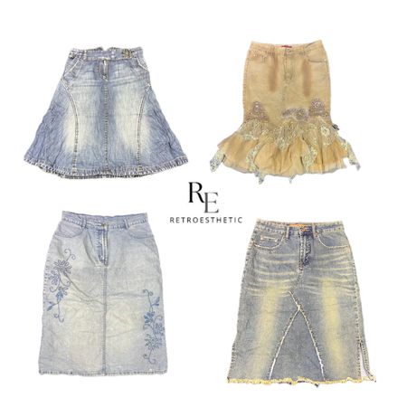 Jupes midi en denim de l'ère Britney Y2K RE-2471