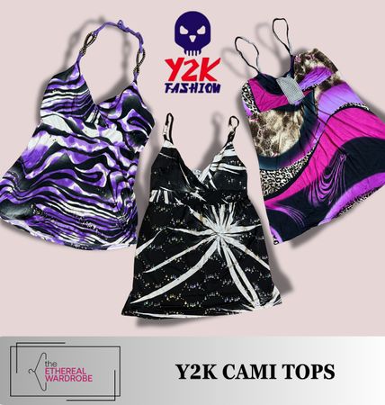 Y2K Fashion Cami Tops Bundle – Vibrant Retro Print Tanks