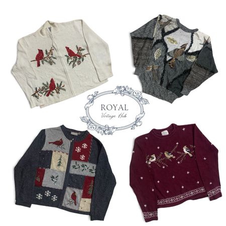 Y2Kコージーバードテーマのヴィンテージセーター