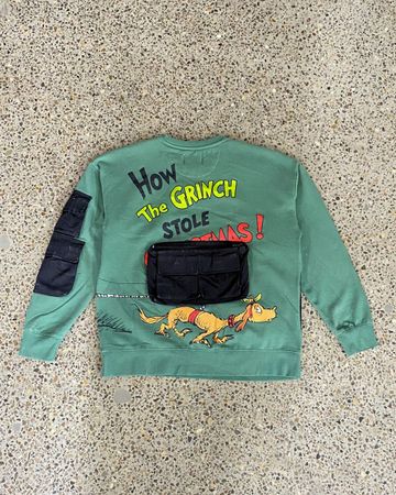 Upcycled Grinch Utility Sweatshirt