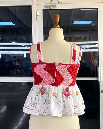 Upcycled Crochet Peplum Top