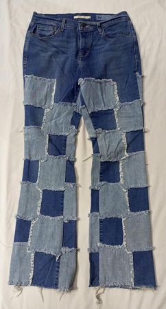 CR777 Upcycled Patchwork Denim Flare Jeans