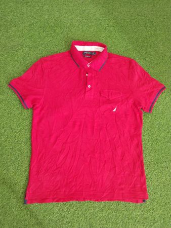 Nautica Plain Solid Color Collar T-shirt