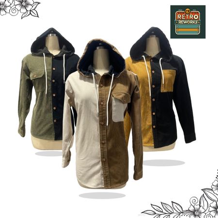 SS25 Upcycled Corduroy Contrast Panel Hoodie Shirts