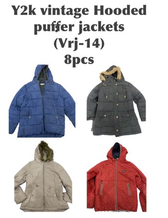 Giacca Puffer Vintage Y2K con Cappuccio per Donne Bundle (VRJ-14) - Colori Misti e Fodera in Pelliccia