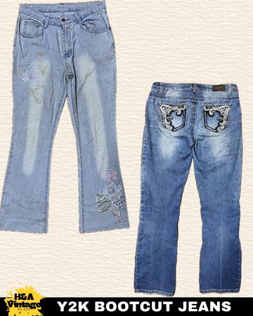 JEANS BOOTCUT BORDADOS OU ENRIQUECIDOS Y2K