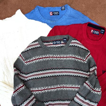 HR23 Chaps Round Neck Cable Knot Mix Sweaters