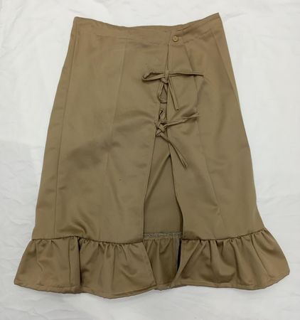 CR801 Upcycled Tie-Front Ruffle Hem Skirt