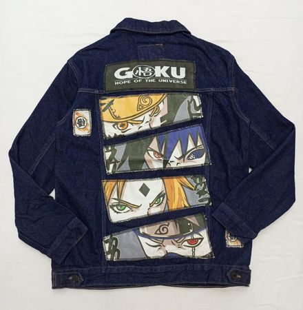 CR803 Upcycled Anime Denim Jacket (Dragon Ball × Naruto)