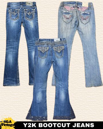 JEANS BOOTCUT BORDADOS OU ENFEITADOS Y2K