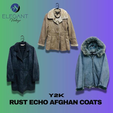 Y2K Rust Echo Afghan Coats - EV1215